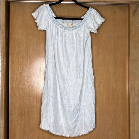 Cloth & Stone Womens Light Blue Chambray Off The Shoulder Mini Dress Size Small - Picture 1 of 12